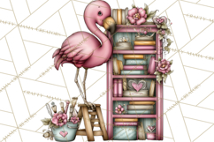 Flamingo Librarian Reading Clipart PNG Product Image 3