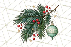 Vintage Christmas Clipart Accessories, Holiday Doodle PNG Product Image 4