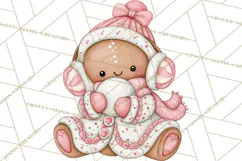 Pink Gingerbread Clipart PNG, Cute Christmas Gingerbread Product Image 4