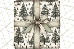 Vintage Christmas Presents Clipart, Christmas Gift Box PNG Product Image 5