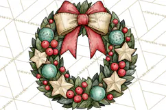 Vintage Christmas Clipart Accessories, Holiday Doodle PNG Product Image 5
