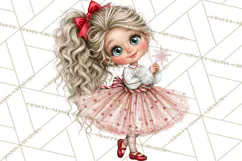 Candy Cane Christmas Girls Clipart PNG, Cute Holiday Kids Product Image 5