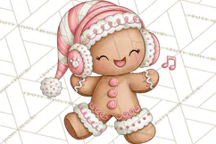 Pink Gingerbread Clipart PNG, Cute Christmas Gingerbread Product Image 2