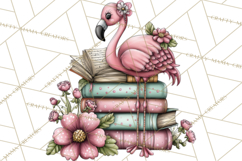 Flamingo Librarian Reading Clipart PNG Product Image 5