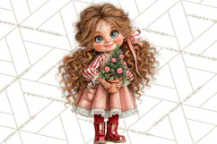 Candy Cane Christmas Girls Clipart PNG, Cute Holiday Kids Product Image 3