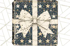 Vintage Christmas Presents Clipart, Christmas Gift Box PNG Product Image 3