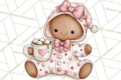 Pink Gingerbread Clipart PNG, Cute Christmas Gingerbread Product Image 4