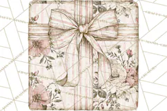 Vintage Christmas Presents Clipart, Christmas Gift Box PNG Product Image 4