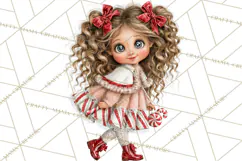 Candy Cane Christmas Girls Clipart PNG, Cute Holiday Kids Product Image 4
