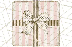 Vintage Christmas Presents Clipart, Christmas Gift Box PNG Product Image 5