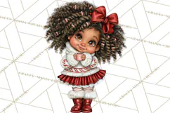 Candy Cane Christmas Girls Clipart PNG, Cute Holiday Kids Product Image 5