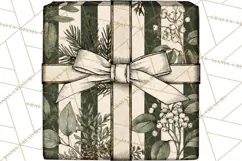 Vintage Christmas Presents Clipart, Christmas Gift Box PNG Product Image 2
