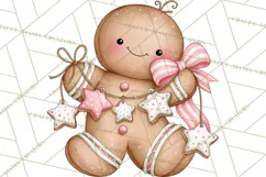 Pink Gingerbread Clipart PNG, Cute Christmas Gingerbread Product Image 2