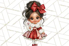 Candy Cane Christmas Girls Clipart PNG, Cute Holiday Kids Product Image 2