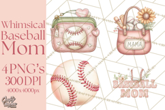 Baseball Mom Clipart PNG, Whimsical Graphics for Sports Moms Product Image 1