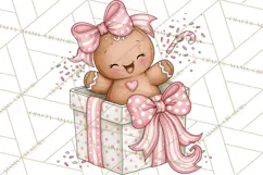 Pink Gingerbread Clipart PNG, Cute Christmas Gingerbread Product Image 4