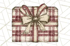 Vintage Christmas Presents Clipart, Christmas Gift Box PNG Product Image 4