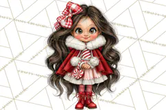 Candy Cane Christmas Girls Clipart PNG, Cute Holiday Kids Product Image 4