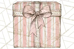 Vintage Christmas Presents Clipart, Christmas Gift Box PNG Product Image 3