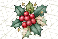 Vintage Christmas Clipart Accessories, Holiday Doodle PNG Product Image 3