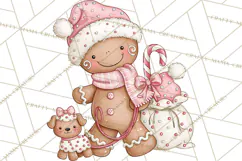 Pink Gingerbread Clipart PNG, Cute Christmas Gingerbread Product Image 4