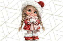 Candy Cane Christmas Girls Clipart PNG, Cute Holiday Kids Product Image 4