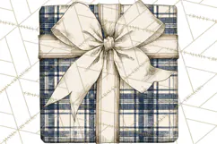 Vintage Christmas Presents Clipart, Christmas Gift Box PNG Product Image 4