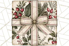 Vintage Christmas Presents Clipart, Christmas Gift Box PNG Product Image 5