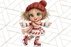 Candy Cane Christmas Girls Clipart PNG, Cute Holiday Kids Product Image 5