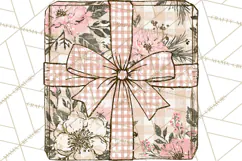 Vintage Christmas Presents Clipart, Christmas Gift Box PNG Product Image 2