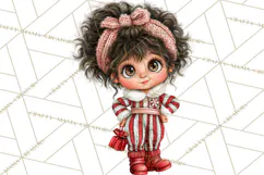 Candy Cane Christmas Girls Clipart PNG, Cute Holiday Kids Product Image 2