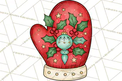 Vintage Christmas Clipart Accessories, Holiday Doodle PNG Product Image 3