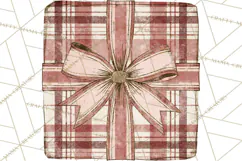 Vintage Christmas Presents Clipart, Christmas Gift Box PNG Product Image 3