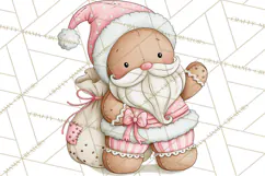 Pink Gingerbread Clipart PNG, Cute Christmas Gingerbread Product Image 3