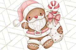 Pink Gingerbread Clipart PNG, Cute Christmas Gingerbread Product Image 4