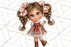 Candy Cane Christmas Girls Clipart PNG, Cute Holiday Kids Product Image 4
