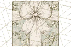 Vintage Christmas Presents Clipart, Christmas Gift Box PNG Product Image 5