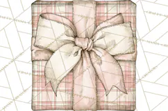 Vintage Christmas Presents Clipart, Christmas Gift Box PNG Product Image 2