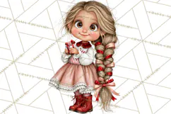 Candy Cane Christmas Girls Clipart PNG, Cute Holiday Kids Product Image 2