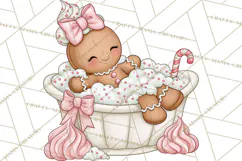 Pink Gingerbread Clipart PNG, Cute Christmas Gingerbread Product Image 2