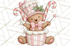 Pink Gingerbread Clipart PNG, Cute Christmas Gingerbread Product Image 3