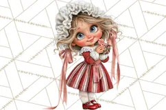 Candy Cane Christmas Girls Clipart PNG, Cute Holiday Kids Product Image 3