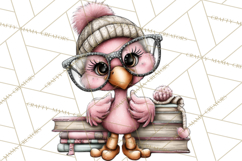 Flamingo Librarian Reading Clipart PNG Product Image 3