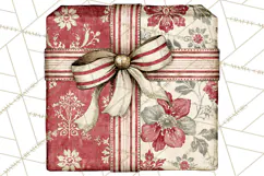 Vintage Christmas Presents Clipart, Christmas Gift Box PNG Product Image 4