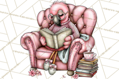 Flamingo Librarian Reading Clipart PNG Product Image 4