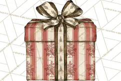 Vintage Christmas Presents Clipart, Christmas Gift Box PNG Product Image 5
