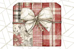 Vintage Christmas Presents Clipart, Christmas Gift Box PNG Product Image 5