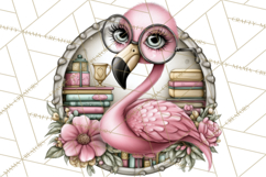 Flamingo Librarian Reading Clipart PNG Product Image 4