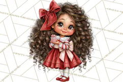 Candy Cane Christmas Girls Clipart PNG, Cute Holiday Kids Product Image 5