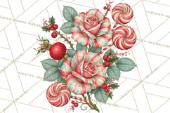 Whimsical Peppermint Garden PNG Christmas Clipart Product Image 2
